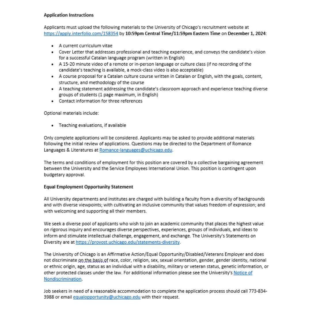 We're hiring a Instructional Professor and Coordinator, Catalan Language Program!

Apply now: apply.interfolio.com/158354

EOE/Vet/Disability