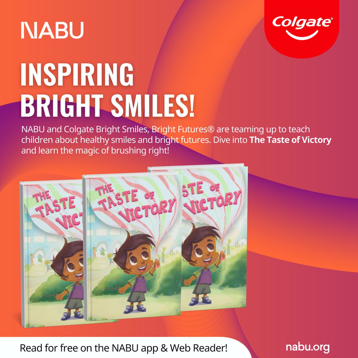 NABU_Global's tweet image. ✨ It’s #NationalBrushDay! We’ve partnered with @ColgateBSBF to bring The Taste of Victory to NABU, where kids learn healthy brushing habits in a fun way. 💪🦷

Join Miguel and Kali at Tooth Defenders HQ! Download NABU and start reading! 📚 #ReadWithNABU #ColgateBrightSmiles