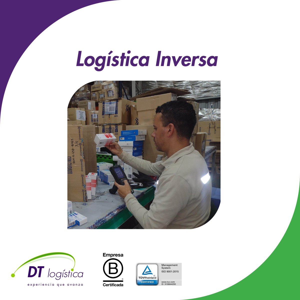 #LogísticaInversa en #DTLogistica ♻️
Las #devoluciones son tan importantes como las entregas. Nos aseguramos de que cada #devolución sea recibida y procesada de acuerdo a las especificaciones exactas de nuestros clientes antes de llegar a su destino final.