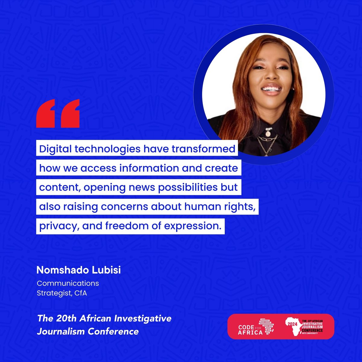 RECAP | <a href="/NomshadoL/">Nomshado Lubisi</a>, communications strategist at <a href="/Code4Africa/">Code for Africa</a>, shared insights on the need for responsible digital governance to balance opportunities and risks at a <a href="/UNESCO/">UNESCO 🏛️ #Education #Sciences #Culture 🇺🇳</a> panel on online safety and journalist protections.

<a href="/AIJC_Conference/">African Investigative Journalism Conference</a> | <a href="/Journ_SA/">Wits Centre for Journalism</a>
