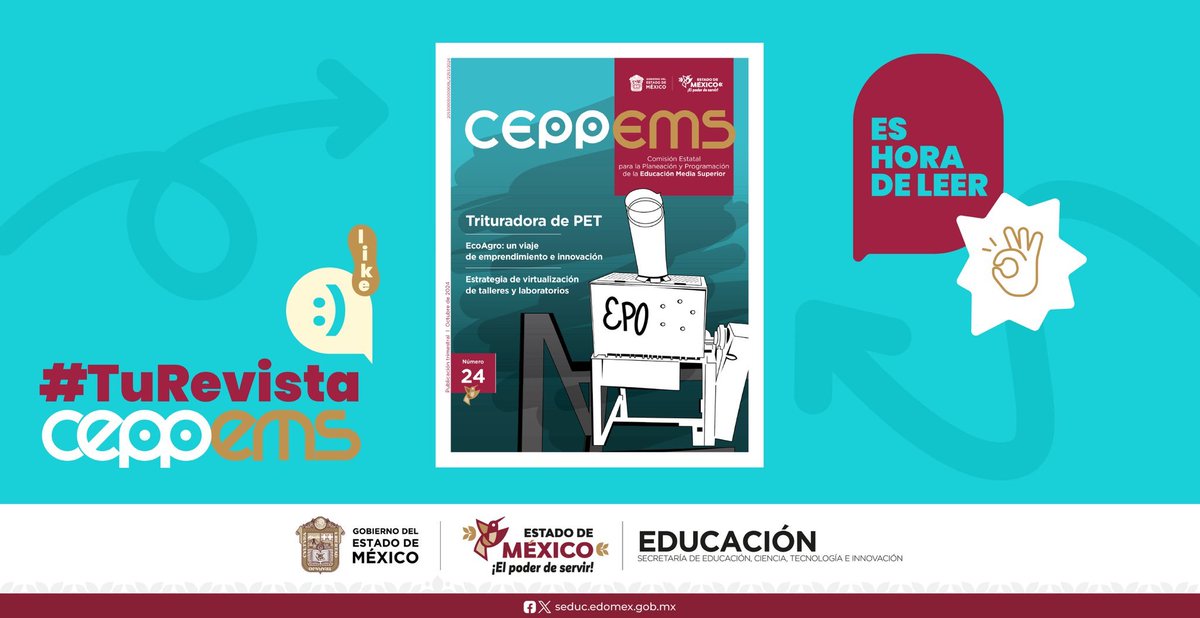 SEMSedomex's tweet photo. Conoce el futuro de la educación con #TuRevistaCEPPEMS. Desde proyectos de reciclaje, tecnología, lenguaje inclusivo y más. Léela aquí 👉 https://t.co/VVGCuRcIEF
#RevistaCEPPEMS
@DGEMSedomex https://t.co/aNPtPuAhEJ