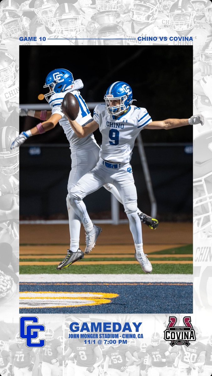 Chino High School Football (@chinofbcowboys) on Twitter photo 5th year in a row Covina vs Chino for the league championship! Be there tonight!!
<a href="/CovinaAthletics/">Covina HS Athletics</a> <a href="/glaspyk/">Kevin Glaspy</a> <a href="/tspeterson40/">Tim Peterson</a> <a href="/SGVNSports/">Fred J. Robledo π¨π»βπ»</a> <a href="/James_Escarcega/">James Escarcega πππβΎοΈπ₯ π€Όπ€½π½ββοΈππΌββοΈππ»β½οΈ</a> <a href="/JamesBrock1350/">James_Brock</a> <a href="/210PrepSports/">210 Prep Sports</a> <a href="/PeteMarshallLaw/">Pete Marshall</a> <a href="/chchampsports/">Champion Sports</a> 5th year in a row Covina vs Chino for the league championship! Be there tonight!!
<a href="/CovinaAthletics/">Covina HS Athletics</a> <a href="/glaspyk/">Kevin Glaspy</a> <a href="/tspeterson40/">Tim Peterson</a> <a href="/SGVNSports/">Fred J. Robledo π¨π»βπ»</a> <a href="/James_Escarcega/">James Escarcega πππβΎοΈπ₯ π€Όπ€½π½ββοΈππΌββοΈππ»β½οΈ</a> <a href="/JamesBrock1350/">James_Brock</a> <a href="/210PrepSports/">210 Prep Sports</a> <a href="/PeteMarshallLaw/">Pete Marshall</a> <a href="/chchampsports/">Champion Sports</a>