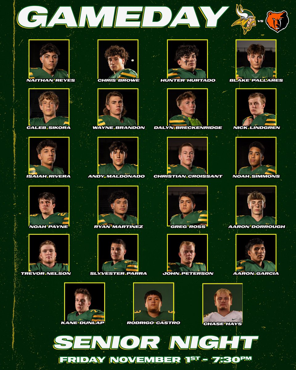 Senior Night vs Selma. Norseman 5pm Varsity 7:30pm Let’s Go Vikes!