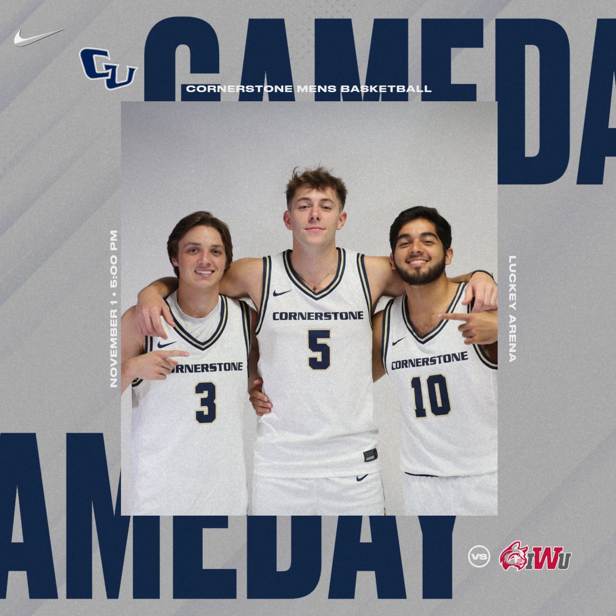 🚨GAME DAY🚨

Men’s basketball takes on their second game of the season against Indiana Wesleyan! 

⏰: 5:00
📍: Indiana Wesleyan 
🏟️: Luckey Arena
