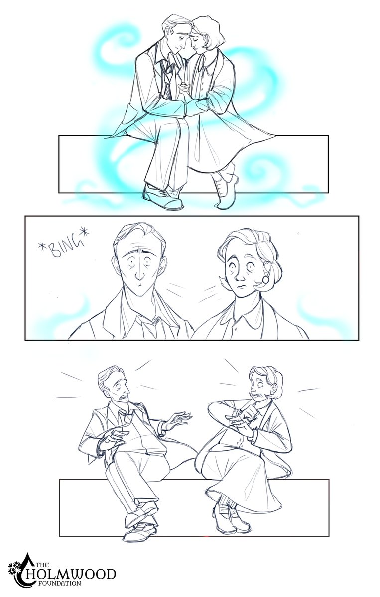 A slightly more finished version the sketch comic from last night's art stream! 
Feat. The Harkers being Deeply In Love, and Maddie and Jeremy being deeply Not. 
#comics #comic