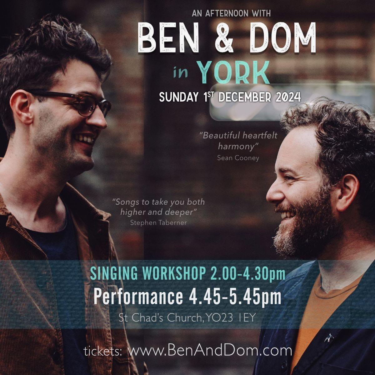 🚂 Yorkshire bound! 

We’ll be in Ilkley on Saturday 30th November and York on Sunday 1st December. Come and join us for a song or two! 

Tickets available on our website 🎟️
