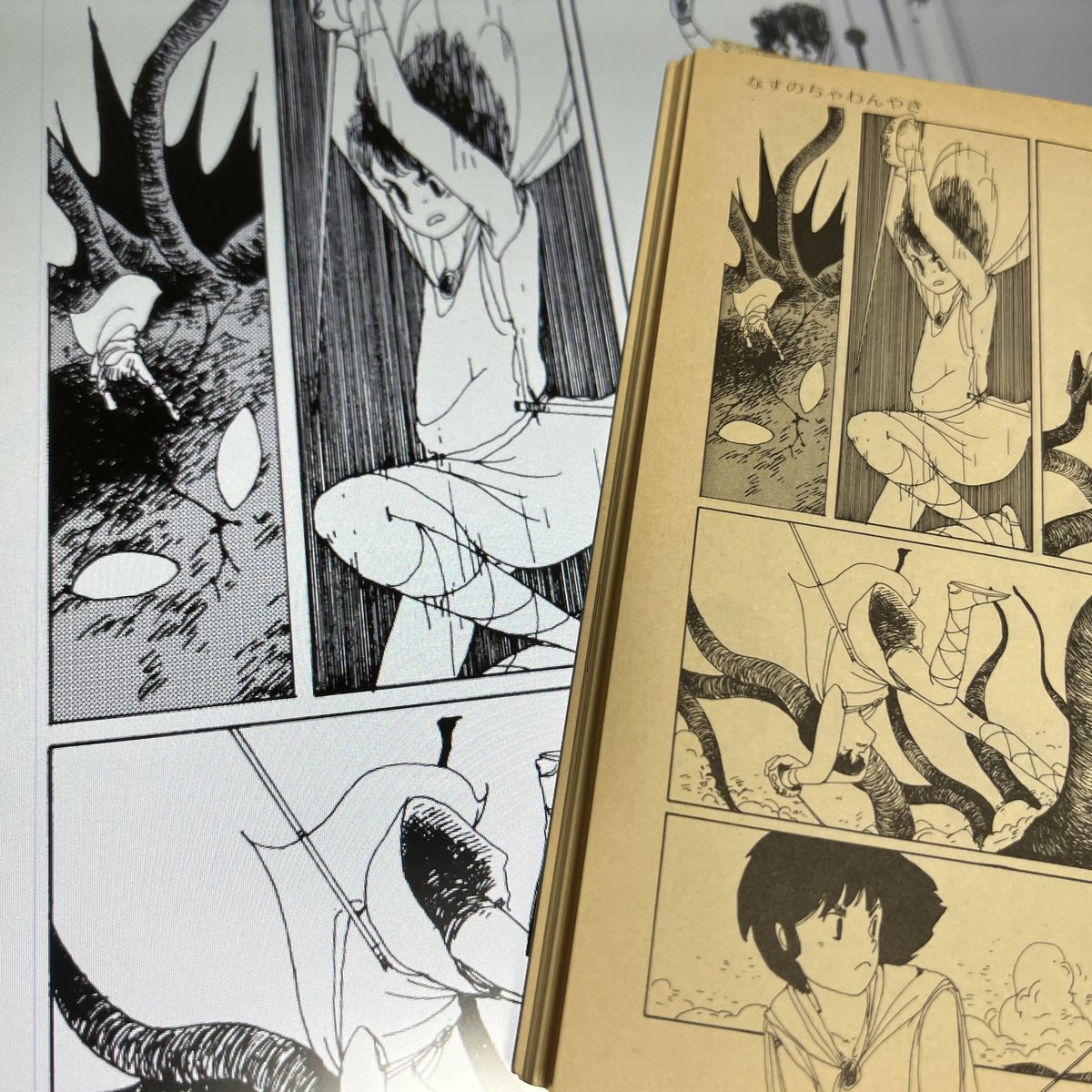 40年前に印刷されたもう元原稿の行方もわからない自分のマンガを悪戦苦闘しながらクリスタに取り込んでる。トーン使ってないページは結構楽なんだけどトーン使ってるとモアレ対策とか色々処理がめんどい。あとこの頃ロットリングで描いてたから描線細くてかすれたり太く調整せると今度は潰れたり。 