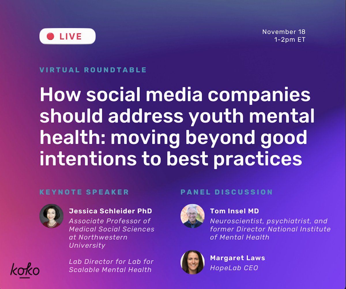 📢Free event alert! I hope you'll join for a virtual roundtable on a topic close to my heart (Nov 18, 1-2pm ET). Thanks to Koko for hosting, and excited to be part of this critical conversation.

Registration link 👇
