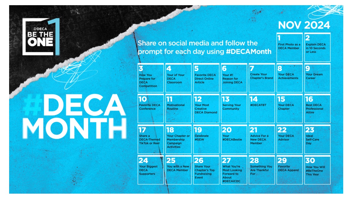 SachseDECA's tweet image. Today is Day 1 of Deca Month. Post your first photo of you as a Deca member using #DECAMonth. Can’t wait to see all this months fun posts.