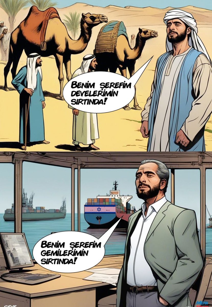 ÇAĞRI filminde görmüştük. Savaşın bedelinden korkan Ebu Süfyan, kendisini şerefsizlikle suçlayan hemşerilerine "Benim şerefim develerin sırtında" demişti.

Asırlar geçti, Süfyani tavır değişmedi. Soykırımcı Siyonistlerle ticarete devam edenlerin şerefi gemilerin sırtında gidiyor.