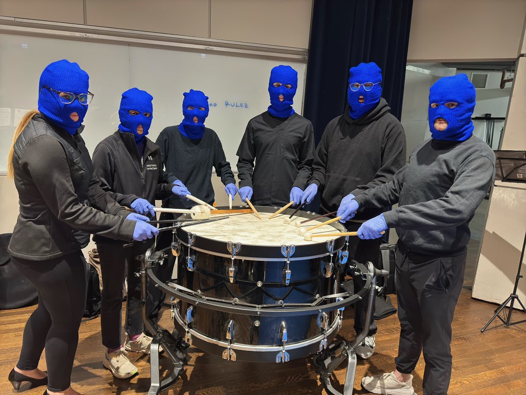 nmo_orchestra's tweet photo. Congratulations to this year’s winners, the percussion and harp section, who dressed up as Blue Man Group!  🥁👥 (2/3) https://t.co/eDb1YIOToN