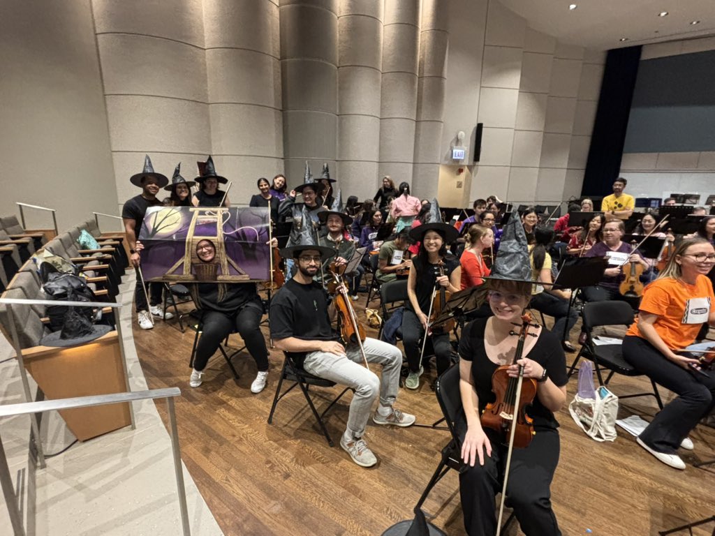 nmo_orchestra's tweet photo. Congratulations to this year’s winners, the percussion and harp section, who dressed up as Blue Man Group!  🥁👥 (2/3) https://t.co/eDb1YIOToN