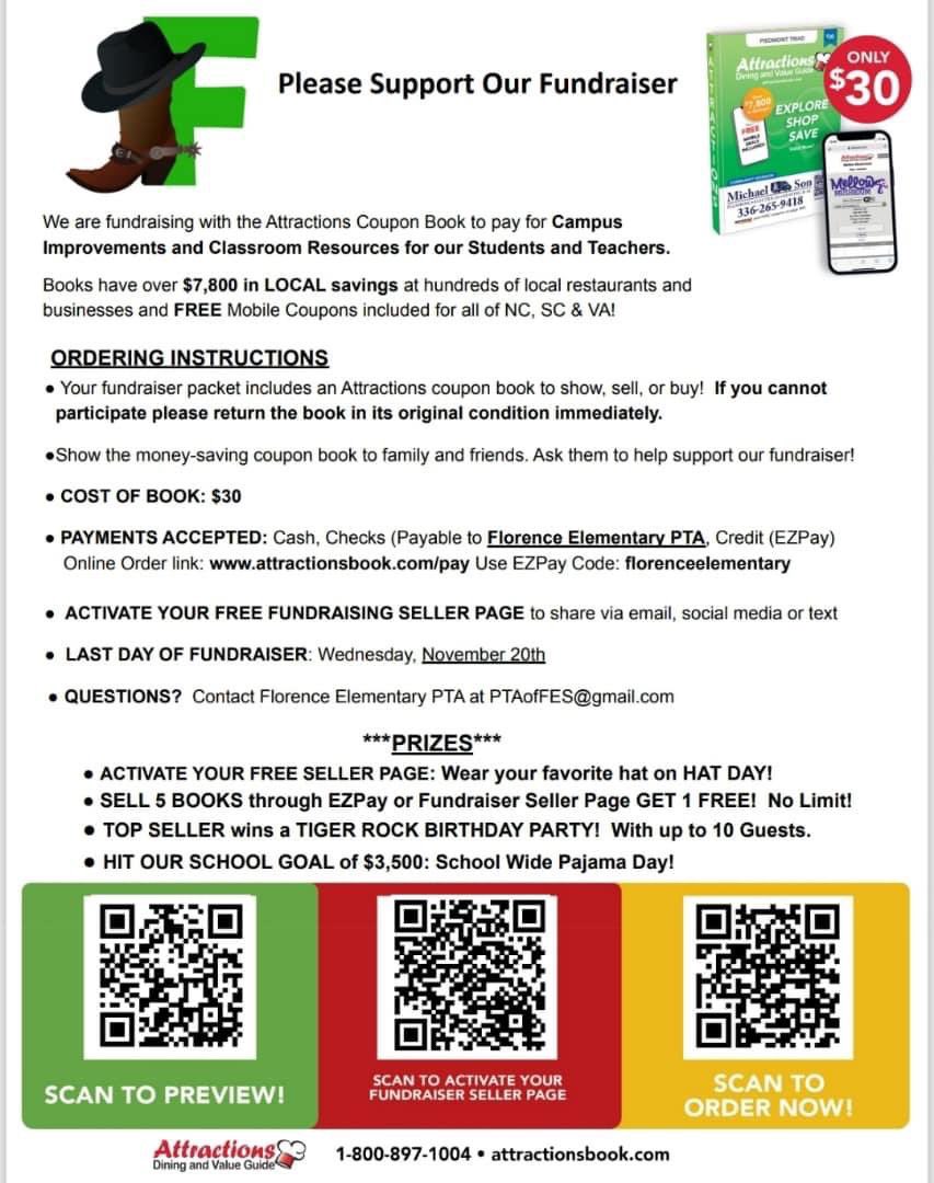 Attraction books 📕 are back!! They are just $30 and filled with $7,800 of coupons. Packages go home on the 6th. More Details below ⬇️