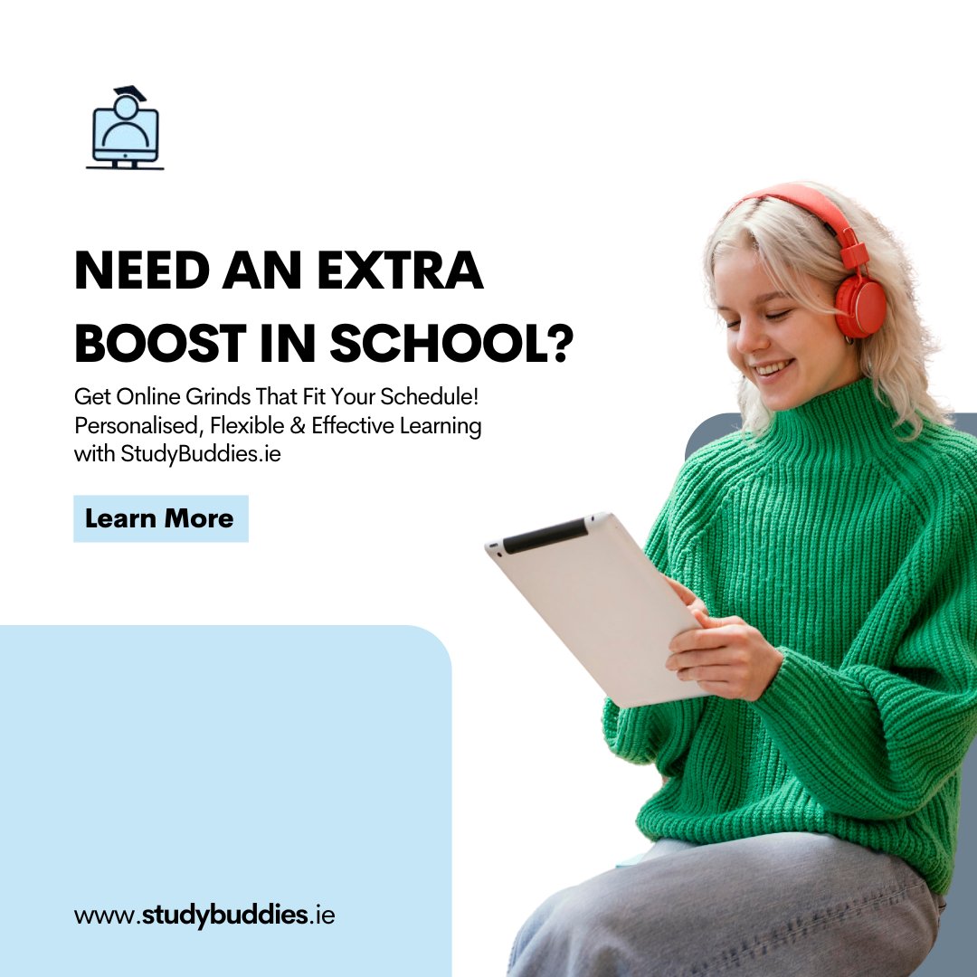 studybuddiessb's tweet photo. Looking for that extra edge in your studies? 🎒
Take charge of your success with sessions that make a real difference!

#StudyBuddies #SchoolSupport #OnlineGrinds #JuniorCert #LeavingCert #FlexibleLearning #StudentSuccess #StudyTips #IrishEducation #BoostYourGrades https://t.co/bPnKVugryD