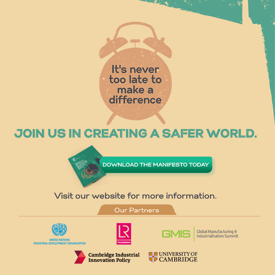 GIFISafety's tweet photo. The Manifesto for Global Industrial Safety was developed with contributions from leading organisations, including the @ilo, @NSCsafety, @CranfieldUni, @IOSH_tweets,@SafetytechAccel, @BSI_UK, and significant private-sector players across the world. Visit our website to learn more. https://t.co/3aacDKpJcN