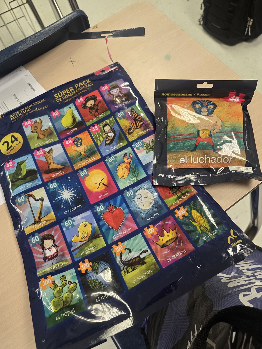 usmcgomez's tweet image. Fun Friday! Our students in @AlvinHSJackets ESL received Lotería puzzles from their teacher, Mr. @RayAndrus. I got "el luchador"