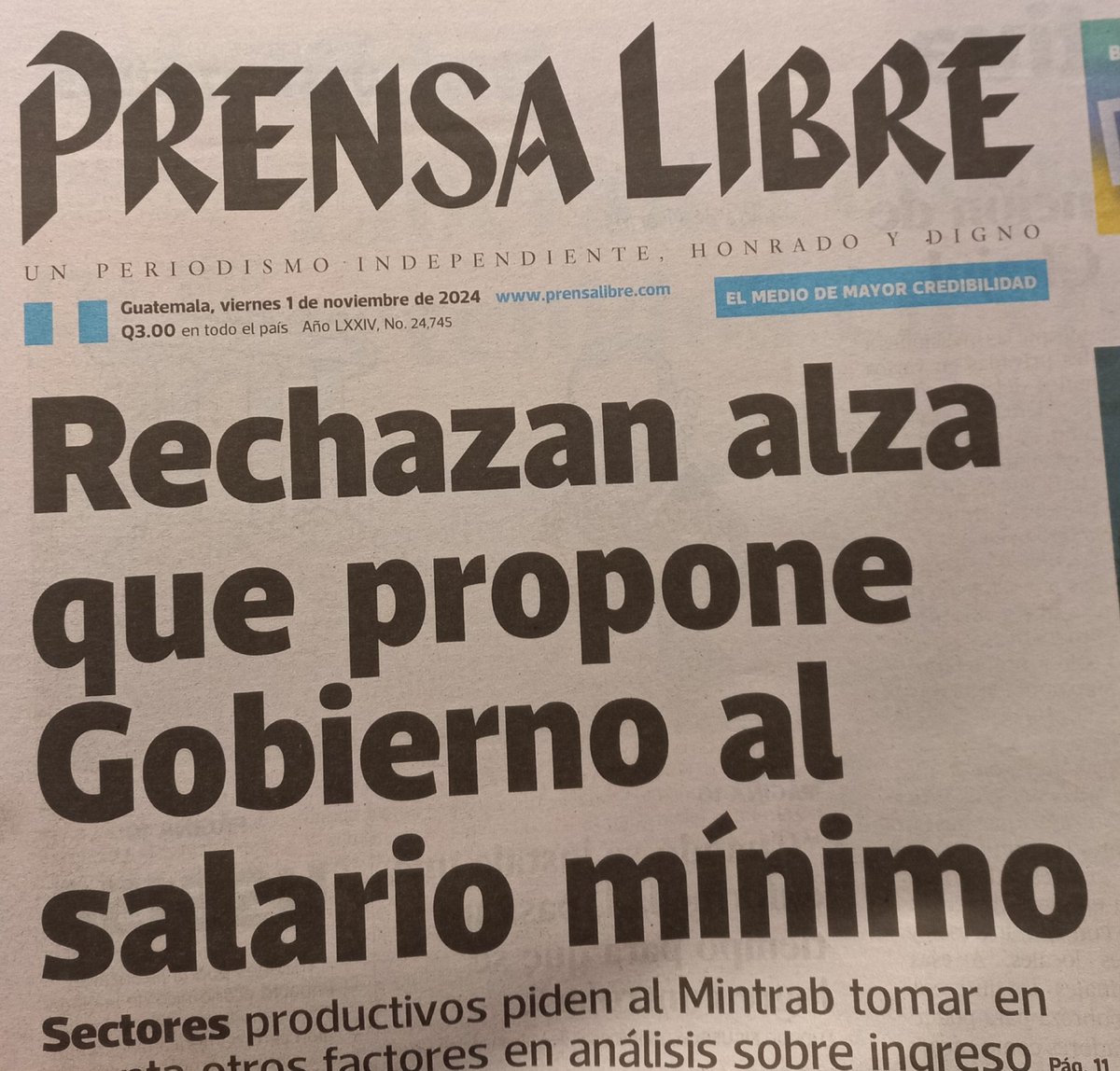 Interiano1Saul's tweet photo. Rechazan, quién?
CACACIF por supuesto. 
Este titular hasta guardado lo tienen porque las élites depredadoras y conservadoras se han opuesto, una y otra vez, a mejorar las condiciones de los trabajadores. https://t.co/zZq6SZMa0o