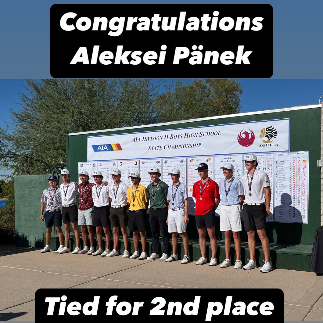 The Boys Golf team placed 3rd in State and sophomore Aleksei Pänek tied for 2nd Individual in State.  Congratulations Firebirds!!