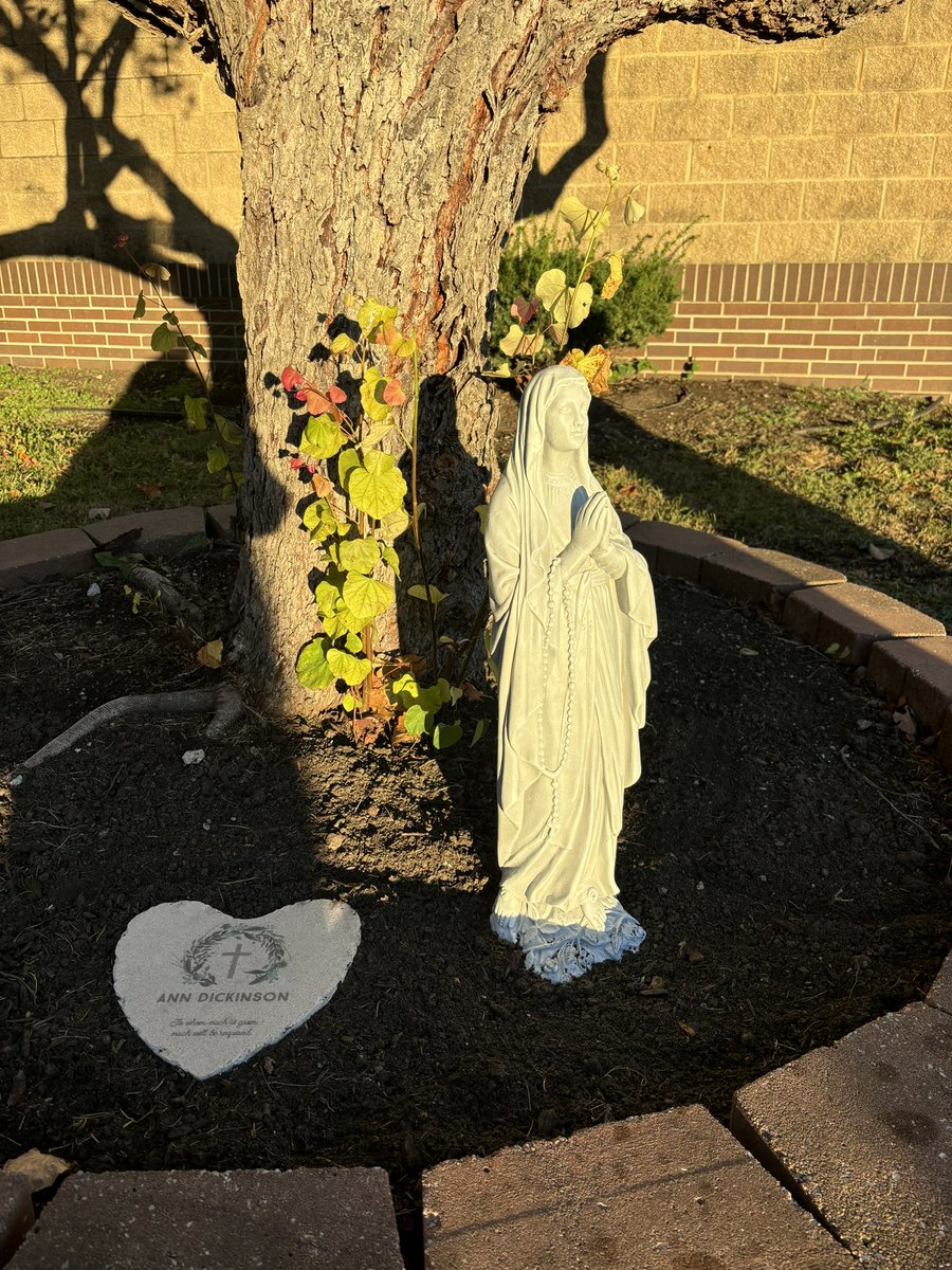 rockswimdive's tweet photo. Our program gathered for a special moment yesterday with our principal, Fr. Giacabazi, as he blessed our new statue of the Blessed Mother. The statue is in honor of the memory of Ms. Ann Dickinson, a Rockhurst benefactor and grandmother of a swimmer, Ben Holewinski. https://t.co/HrINgaUxTp