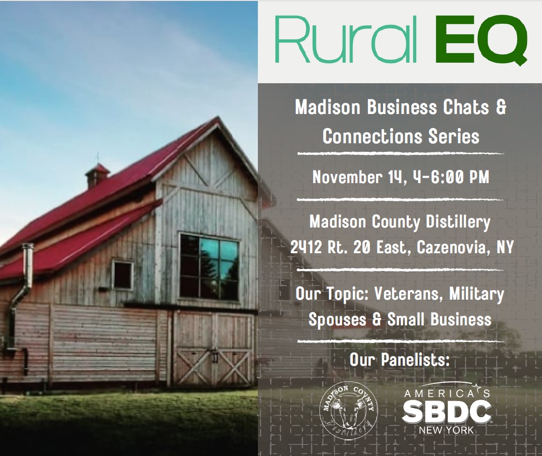 SBA Upstate NY (@sbaupstateny) on Twitter photo Join us November 14th for the latest installment of the Madison County Chats and Connections series. This event's topic is veteran owned businesses and government contracting. Our resident government contracting expert will presenting. See you there! Join us November 14th for the latest installment of the Madison County Chats and Connections series. This event's topic is veteran owned businesses and government contracting. Our resident government contracting expert will presenting. See you there!