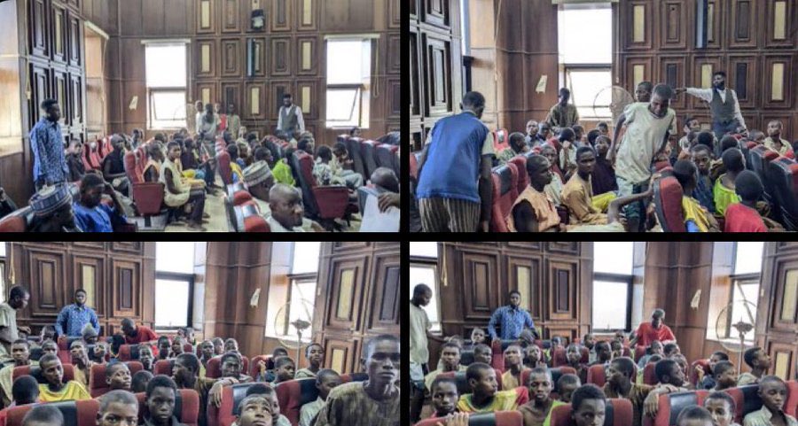 Mister_Mash's tweet photo. These kids are still in court as I tweet, there is no van to carry them back to where they brought them from. 
They have not eaten all day.

It’s so pathetic. https://t.co/KQtsUrAlKz