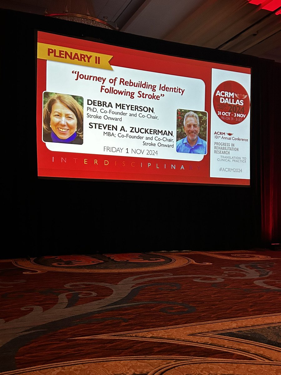 hoepner_jerry's tweet photo. Happy to be listening to Debra and Steve from @StrokeOnward at #ACRM24. Rebuilding identity after stroke https://t.co/WRyo3Qf6DG