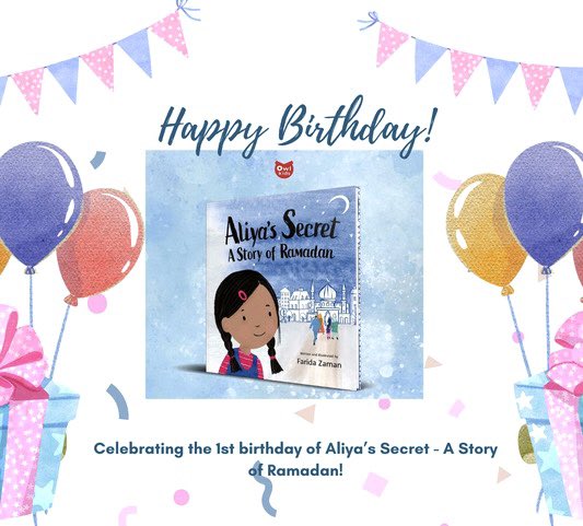 Celebrating the first birthday of my debut author/ illustrator book- ALIYA’S SECRET- A STORY OF RAMADAN. 
I can’t believe it’s been one year already!

HAPPY BIRTHDAY to ALIYA’S SECRET! ❤️🎉🎈🎂