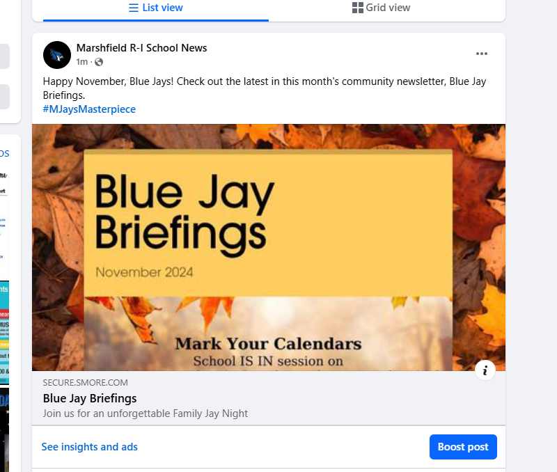 Happy November, Blue Jays! Check out the latest in this month's community newsletter, Blue Jay Briefings.
#MJaysMasterpiece (via secure.smore.com) secure.smore.com/n/cgwbv