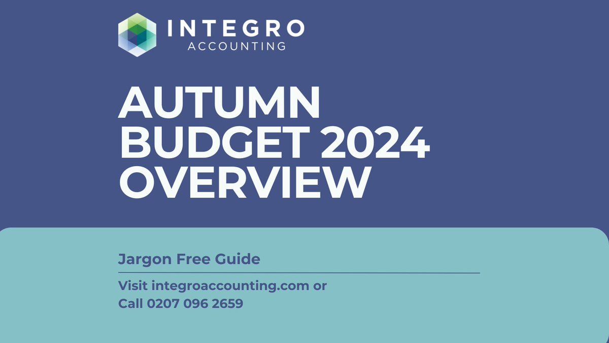 integroacc's tweet image. Our expert team have put together an easy to read overview on all the announcements from the #2024AutumnBudget. 

Have a read of our guide here or get in touch for some quality advice from our team of #accountants: bit.ly/3AekLmW

#contractors #smalllbusinessowners