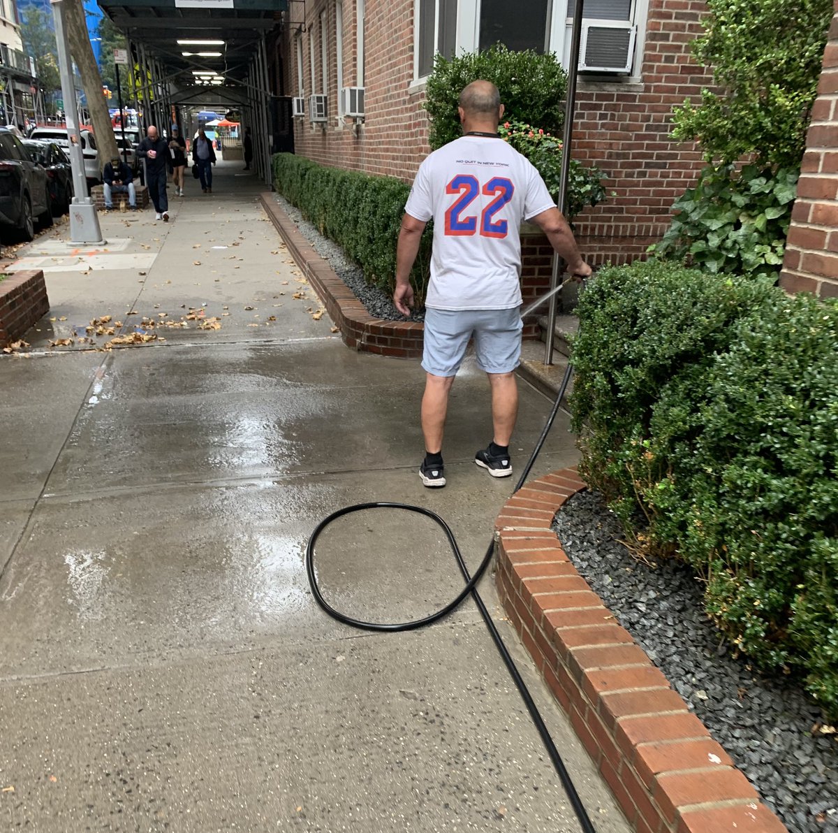 ThoughtsOut13's tweet photo. Has anyone ever gotten sprayed by one of these lads who hoses down the sidewalks?

I’ve never been hit but every time I walk by them, I worry that they’re gonna spin around and get me. https://t.co/mS8FR353lo