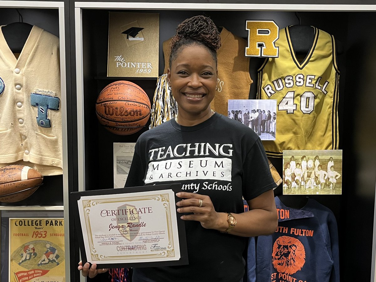 teachingmuseum's tweet photo. Jenga Amani Randle, thank you for your dedication and excellent work! You keep us on track! Celebrating her earning a Certificate of Excellence!! #fcssoundprocurement @FultonCoSchools @EricaFox_EdD @RebeccaSWms https://t.co/R7EiGEfxAf