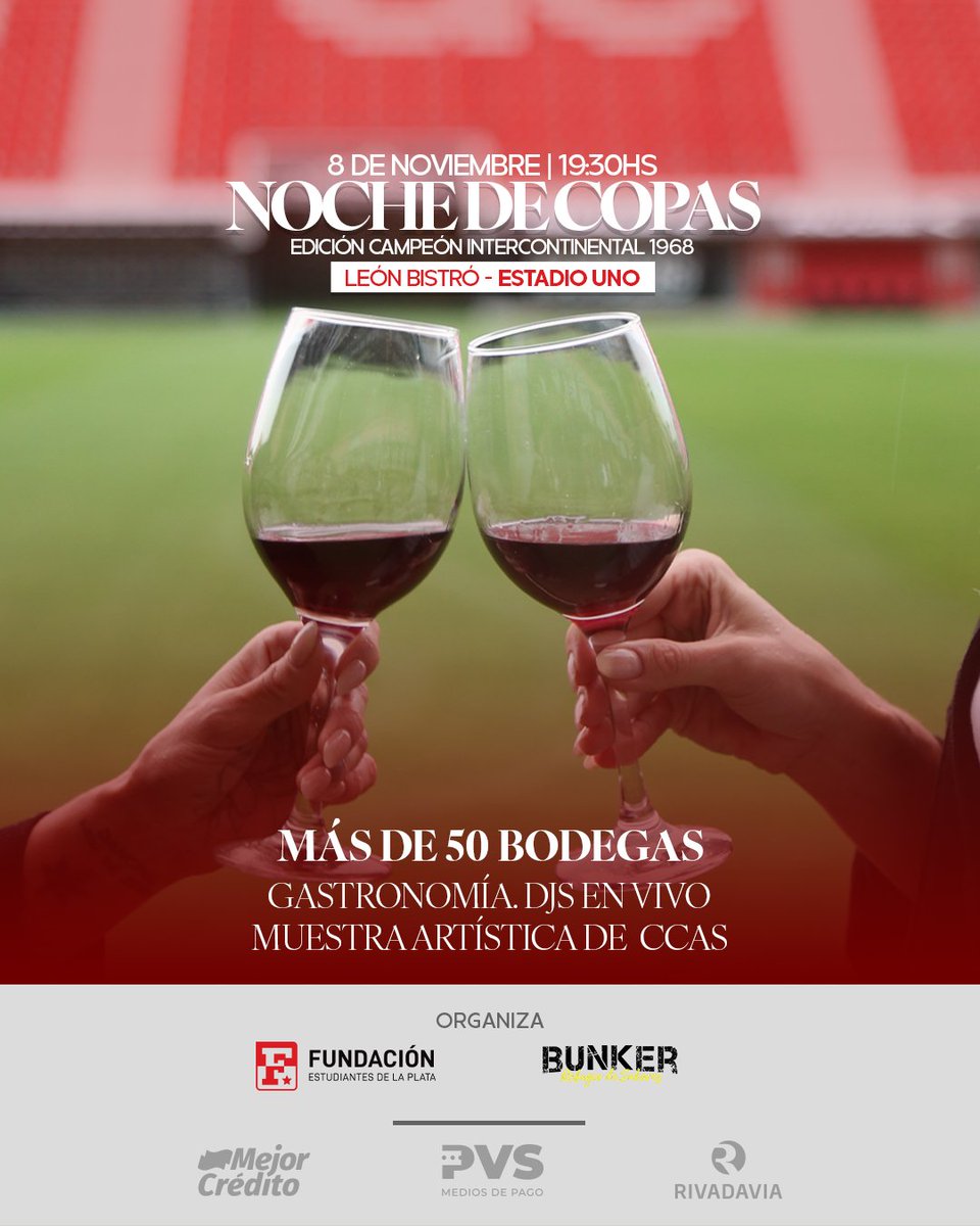 🇦🇹🎁 ¡SORTEO ALBIRROJO!

Vamos a estar sorteando dos (2) entradas para la Noche de Copas que se realizará el viernes 8 de noviembre en UNO.

➡️ Para participar es muy fácil:

- Dar RT y like al tweet.
- Seguir a <a href="/Lavozalbirroja/">La Voz Albirroja</a> 
- [CHANCE EXTRA] Etiquetar a un amigo en los