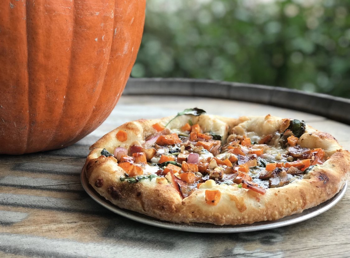It’s November, and that means it’s time for the Fall Street - Warm up with our Famous Crust, an Olive Oil and Garlic base, Mozzarella, Roasted Sweet Potato, Bacon, Fresh Spinach, Gorgonzola Cheese, Red Onion &amp; topped with a Balsamic Drizzle. #pizza #eatlocalstl