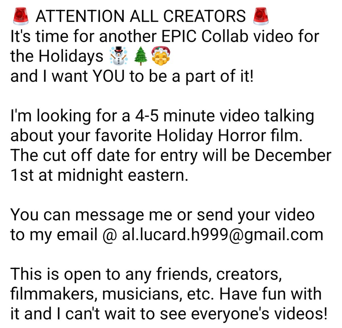 AlLucard225's tweet photo. Another EPIC Collab on the way. message me if interested. 

#holidayhorror #collabvideo https://t.co/w3U4fVpXXl
