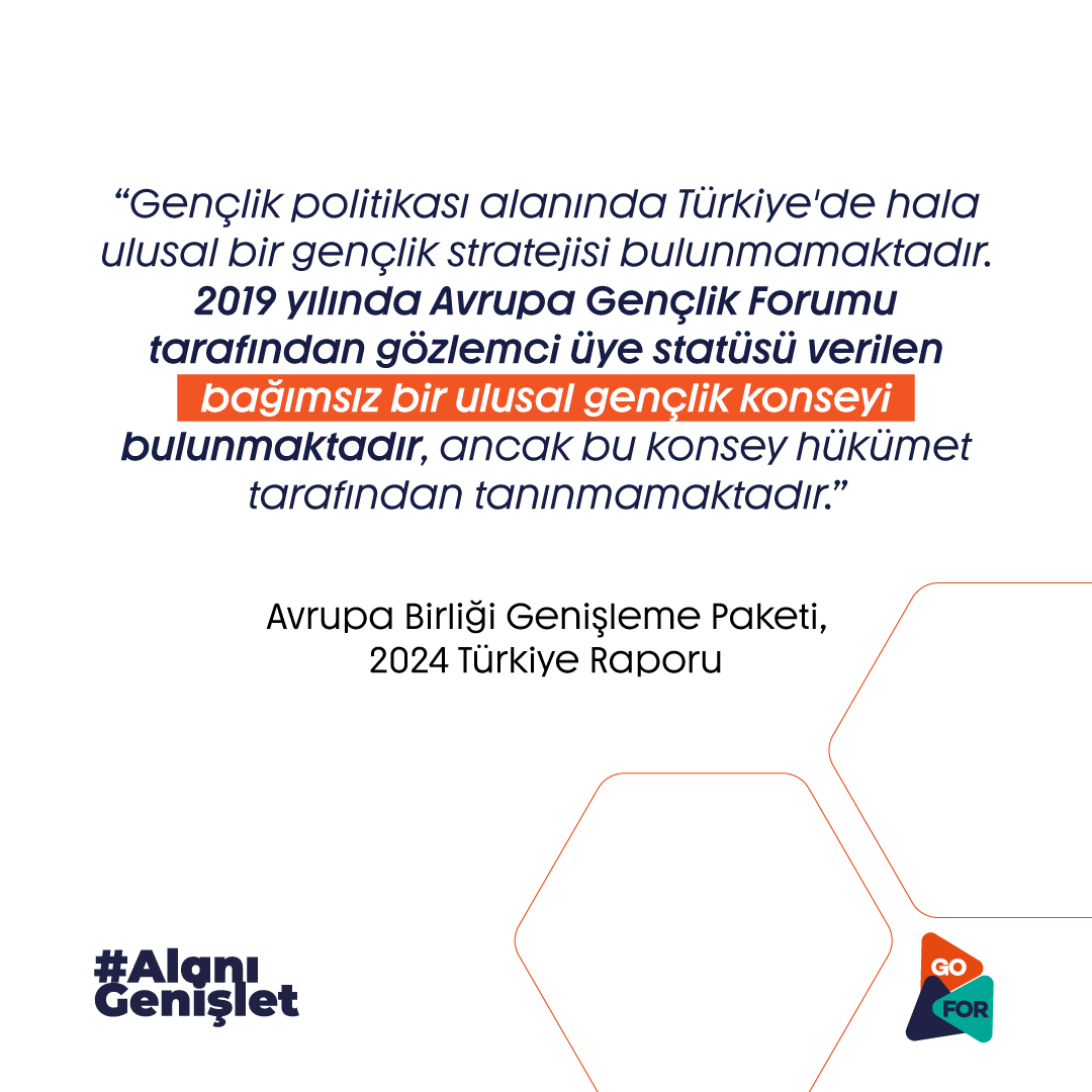 gofortr's tweet photo. 🇪🇺 Avrupa Birliği, Genişleme Raporu’nda GoFor’u Ulusal Gençlik Konseyi olarak tanıdı.
🌟 #AvrupaBirliği, Genişleme Paketi’nde yer verdiği 2024 Türkiye Raporu’nda Gençlik Örgütleri Forumu’nu (#GoFor) bağımsız bir Ulusal Gençlik Konseyi olarak tanıyor.
#AlanıGenişlet https://t.co/thloQlnYzg