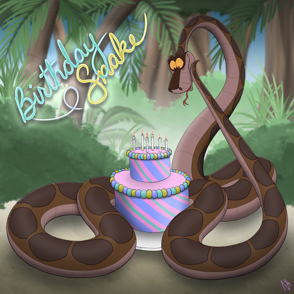 It may not be official or anything but November 1st is when the Birthday Snake episode of Jungle Cubs was released, so since I’m always looking for an opportunity to draw Kaa, I thought I’d give him a lil birthday snake doodle for fun :3