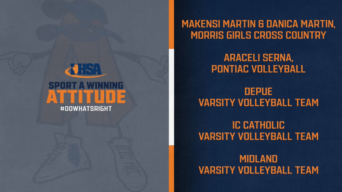 IHSAddATude's tweet image. Let’s kick off November recognizing these individuals and teams for Sporting A Winning Attitude at recent contests! From showing good sportsmanship to @IHSAOfficials to supporting students on opposing teams, thank you for setting examples of how to #DoWhatsRight!
