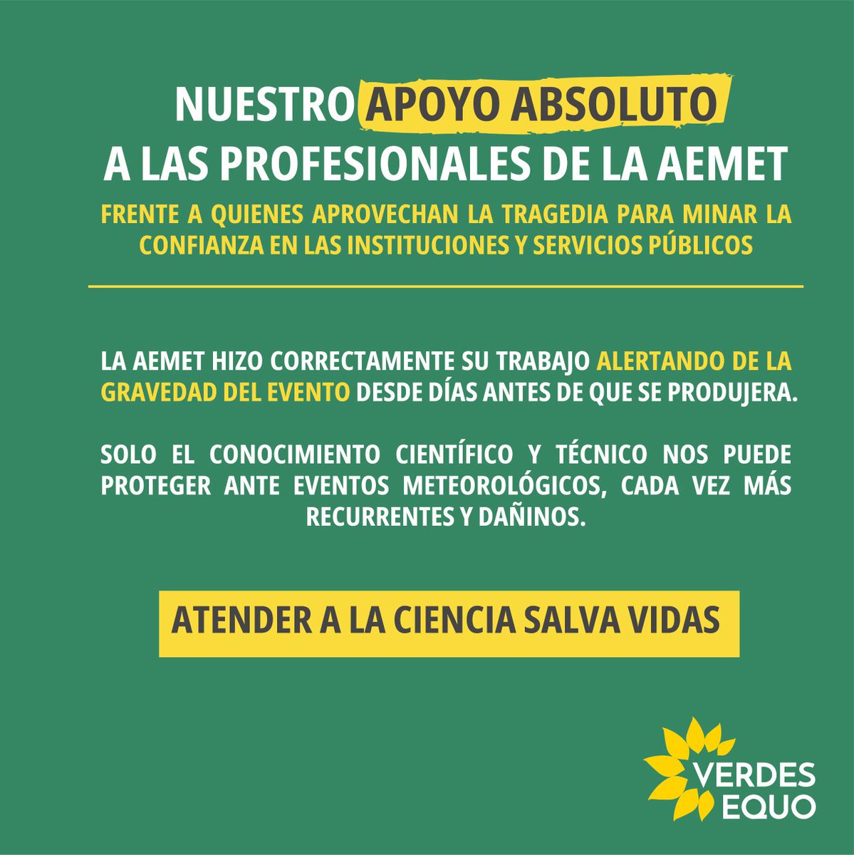 Cuestionar a la AEMET en un contexto de emergencia climática es una grave irresponsabilidad. 
 
Solo una acción urgente y ambiciosa, basada en el conocimiento científico, puede protegernos de eventos climáticos cada vez más dañinos y frecuentes.