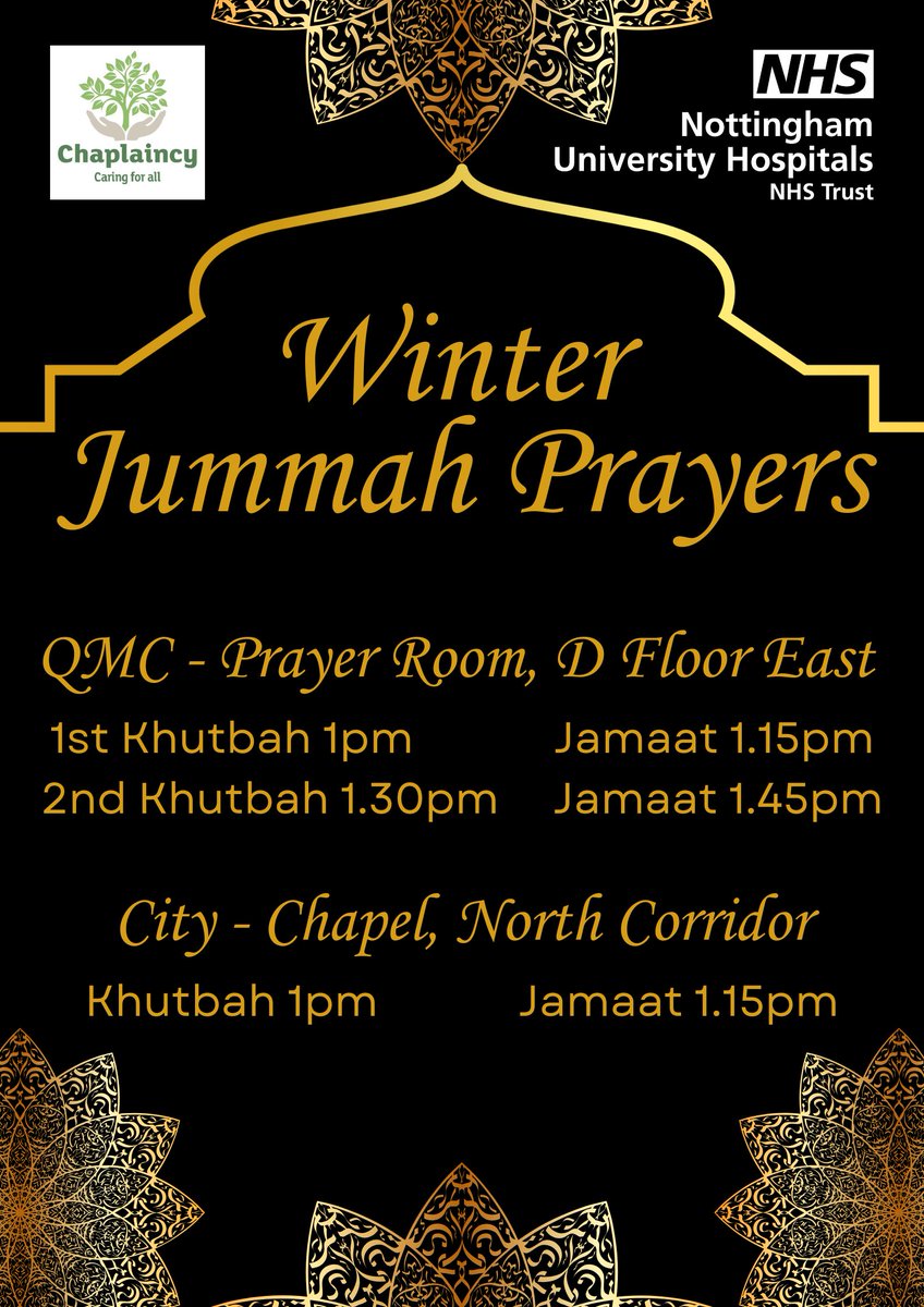Jummah prayers are on Winter times from today