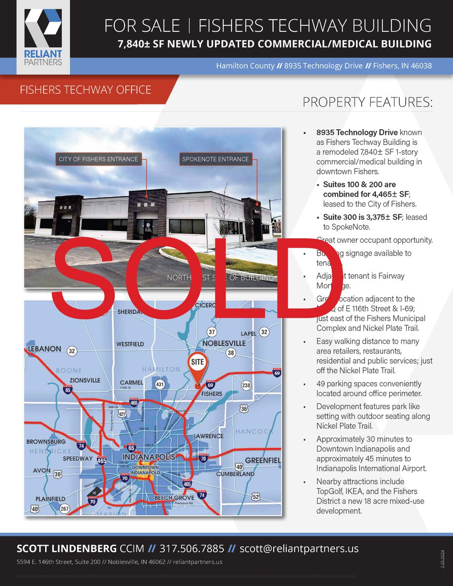reliantpartners's tweet image. Just closed on #Techway in #Fishers! Such a cool building in a thriving area!

If you’re curious about what options you might have with your current assets, we would love to have a conversation with you about potential opportunities!