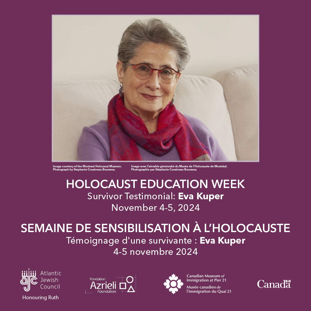 Joignez-vous au Musée canadien de l’immigration du Quai 21 et au Conseil juif de l’Atlantique, qui accueilleront Eva Kuper, survivante de l’Holocauste, pour partager son histoire de survie et de reconquête de l’identité.

🎟️ bit.ly/3O6BFHv