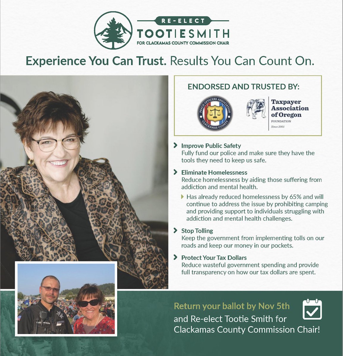 We have accomplished much these past 3.5 years and there is still more work to be done. As Sheriff, my opponent destroyed the Sheriff's office by reducing patrols 40%, letting dozens of rape kits go untested and expiring, mismanagement of his budget with 2M still missing to this