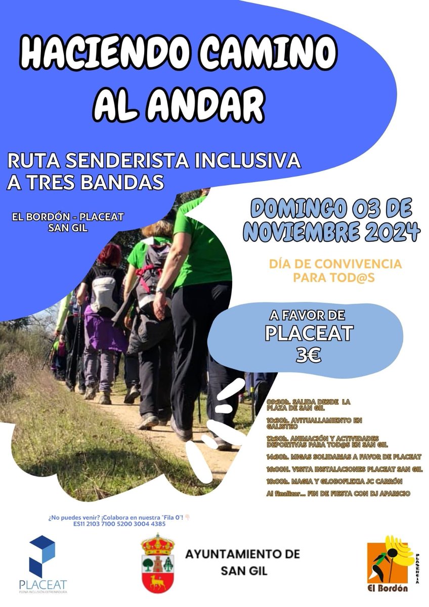 placeat's tweet photo. 🚶‍♀️ ¡Nos vemos en San Gil el 3 de noviembre para la ruta inclusiva!

🌄 Una actividad para todos a favor de PLACEAT, por solo 3€.

Anímate a caminar con nosotros o apoya en la "Fila 0".

🥰 #PLACEAT #HaciendoCamino #Solidaridad https://t.co/kUlHm5qByg