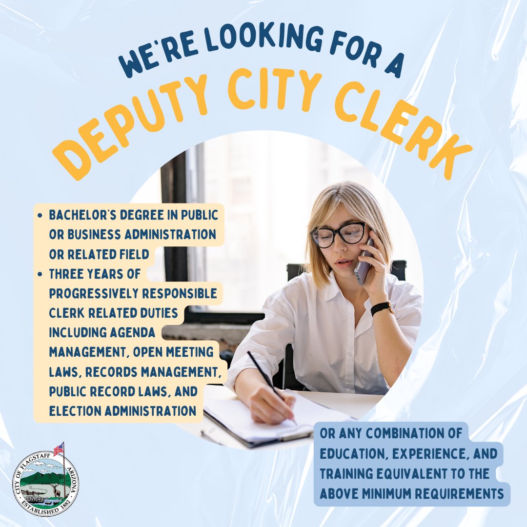 We're looking for a Deputy City Clerk!

For more information or to apply, visit governmentjobs.com/careers/flagst….