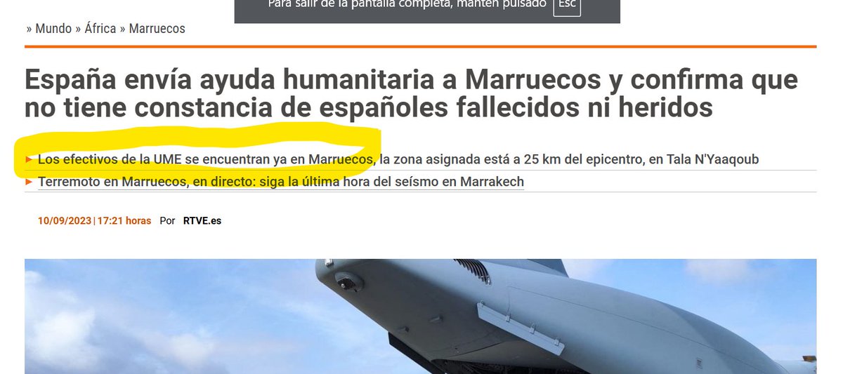 <a href="/NoSoyLaGente/">⚫️ El DiSputado®</a> El terremoto de Marrakech-Safí de 2023,  23:11, hora local (22:11 UTC), del viernes, 8 de septiembre de 2023.

Los efectivos de la UME se encuentran ya en Marruecos, la zona asignada está a 25 km del epicentro, en Tala N'Yaaqoub
10/09/2023 | 17:21 horas