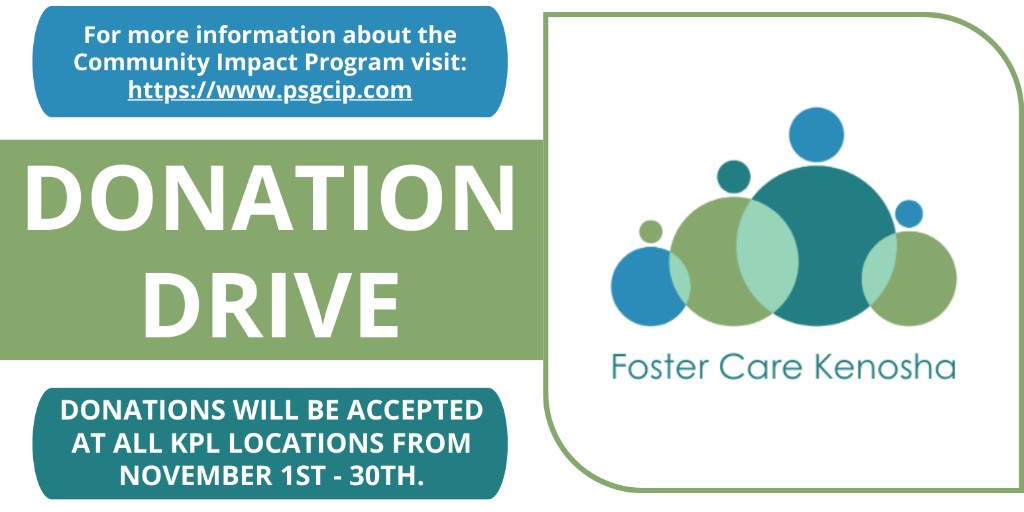 In observance of National Adoption Month we will be running a donation drive to help Kenosha's Community Impact Programs, DCFS, and the families they serve. These items are provided to caregivers &amp; family members in crisis situations. For more info visit: mykpl.us/donations