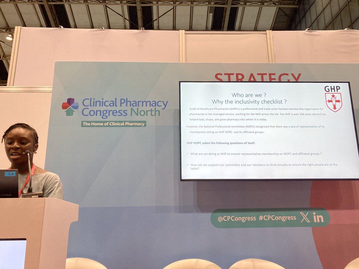 LisaCPPE's tweet photo. Chairing a session on the development &amp; implementation of an inclusivity checklist in pharmacy practice from Ojali Yusuff and Amandeep Doll @CPCongress @cppeengland https://t.co/CBEPvk1Fyh