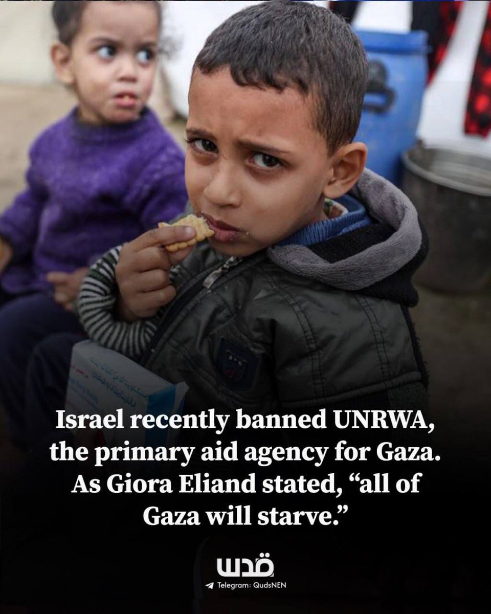 Gaza7o's tweet photo. 🔻
Israel bans the work of UNRWA in Palestine, the agency that, despite its shortcomings, has been a source of livelihood for thousands of people from Gaza!

#IsraeliNewNazism
#JabaliaGenocide
#حصار_السفارات
@Gaza7o https://t.co/1E8eJQsHwU