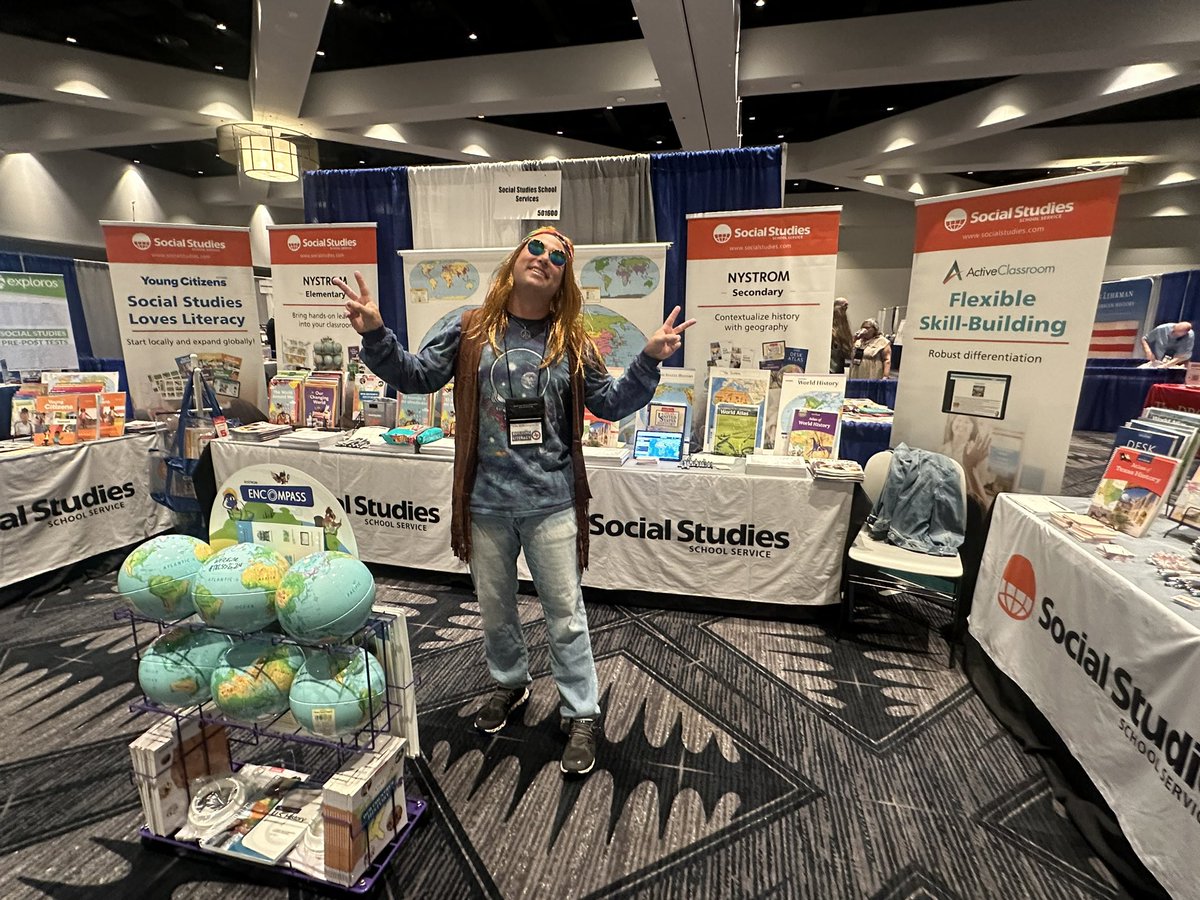 Jasonih's tweet image. #txcss2024 stop by the booth for some groovy giveaways @SocialStudiesSS