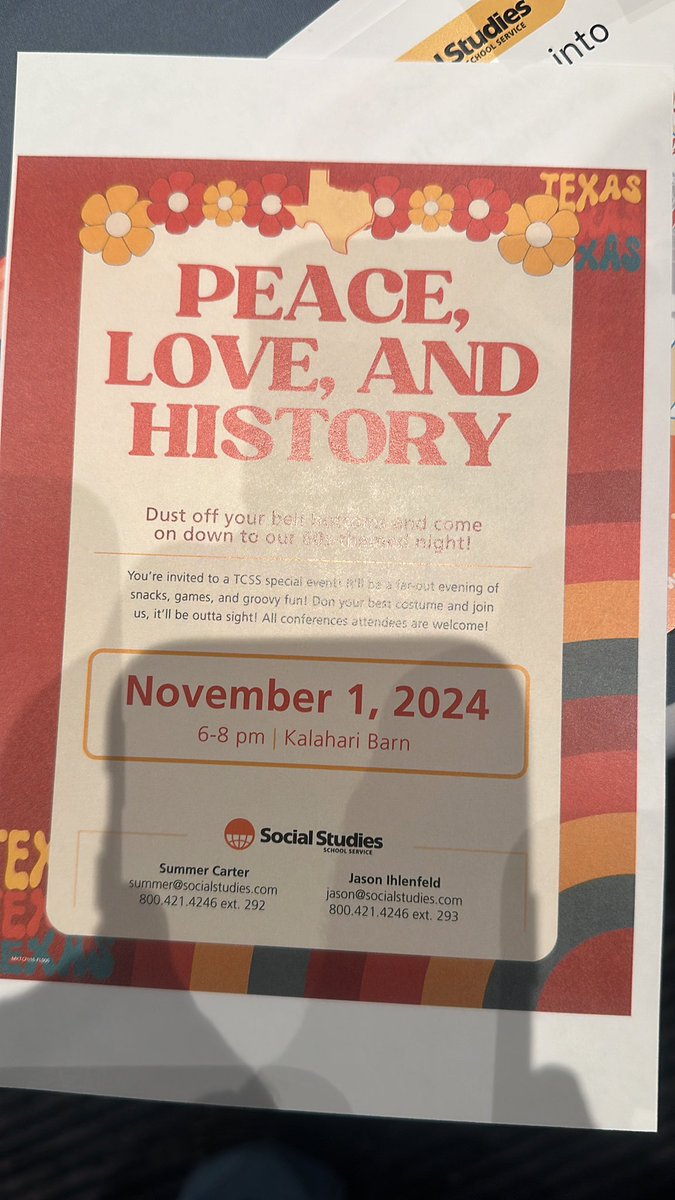 Jasonih's tweet image. #txcss2024 stop by the booth for some groovy giveaways @SocialStudiesSS